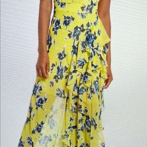 Eliza J Yellow HalterRuffle Maxi Dress